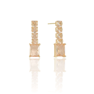 Brinco Retângulos Morganita Banho Dourado