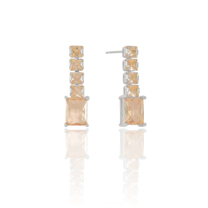 Brinco Retângulos Morganita Banho Branco