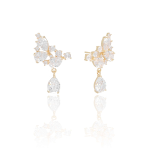 Ear Cuff Gotas Zircõnia Banho Dourado