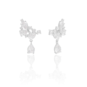 Ear Cuff Gotas Zircõnia Banho Branco