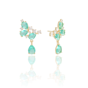 Ear Cuff Gotas Turmalina Banho Dourado