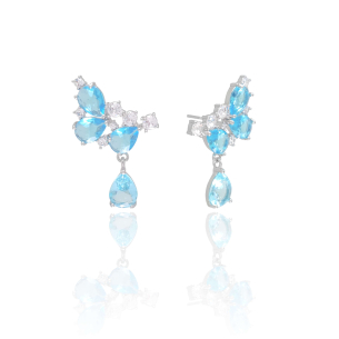 Ear Cuff Gotas Topázio Sky Banho Branco