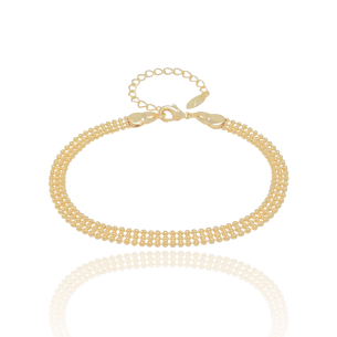 Pulseira Malha Bolinhas Banho Dourado