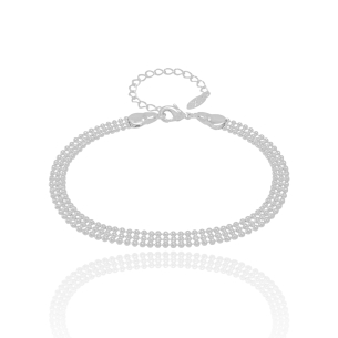 Pulseira Malha Bolinhas Banho Branco