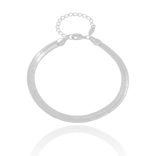 Pulseira Malha Fita 4mm Banho Branco