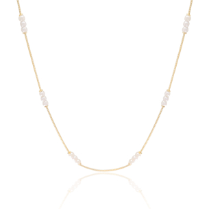 Choker Veneziana Pérolas Banho Dourado