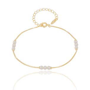 Pulseira Veneziana Pérolas Banho Dourado