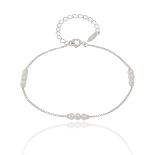 Pulseira Veneziana Pérolas Banho Branco