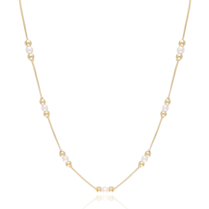 Gargantilha Veneziana Pérolas e Bolinhas Banho Dourado