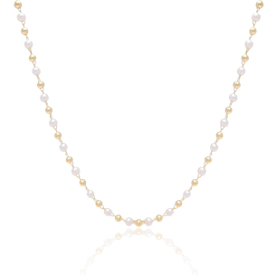 Choker Pérolas e Bolinhas Banho Dourado