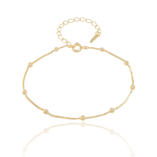Pulseira Veneziana Bolinhas Banho Dourado