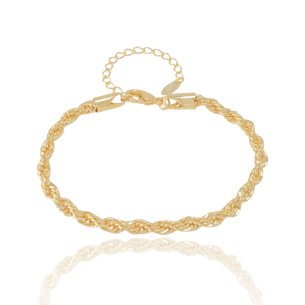 Pulseira Cordão Baiano 4mm Banho Dourado