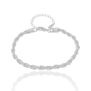Pulseira Cordão Baiano 4mm Banho Branco