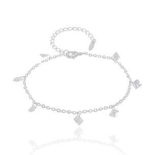 Pulseira Pontos de Luz Quadrado Zircônia Banho Branco