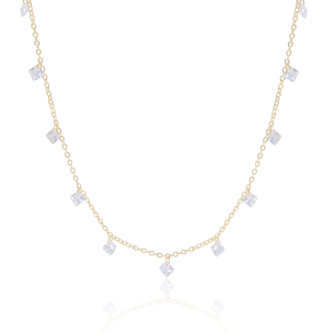 Choker Pontos de Luz Quadrado Banho Dourado