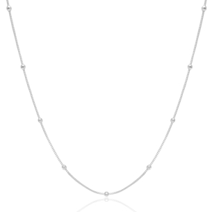 Gargantilha Veneziana Longa com Bolinhas Banho Branco