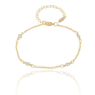 Pulseira Elos com Pontos de Luz Banho Dourado