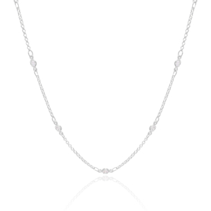 Choker Elos com Pontos de Luz Banho Branco