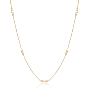 Gargantilha Longa Bolinhas Diamantadas Banho Dourado