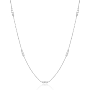 Gargantilha Longa Bolinhas Diamantadas Banho Branco