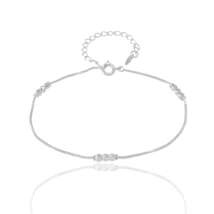 Pulseira Bolinhas Diamantadas Banho Branco