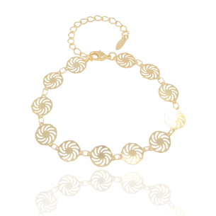 Pulseira Plaquinhas Vazadas Banho Dourado
