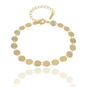Pulseira Plaquinhas Flat Lisas Banho Dourado