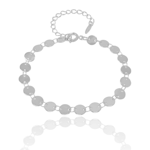 Pulseira Plaquinhas Flat Lisas Banho Branco