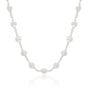 Choker Pérolas Achatadas Banho Branco