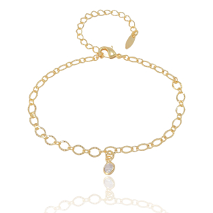 Pulseira Elos Detalhado com Ponto de Luz Banho Dourado