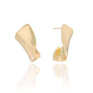 Brinco Torcido Liso Banho Dourado