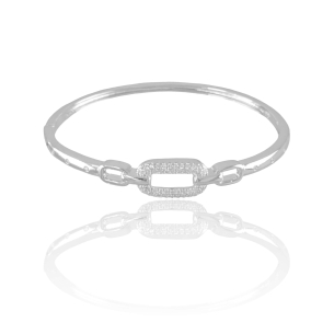 Bracelete Cravejado Zircônia Banho Branco
