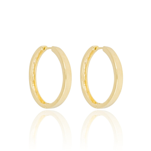 Brinco Argola Reta Lisa 2.8 cm Banho Dourado