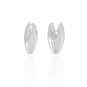 Brinco Argola Elíptico Liso 2.5 cm Banho Branco