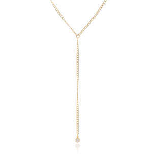 Gargantilha Gravata Grumet com Ponto de Luz Banho Dourado