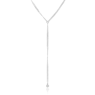 Gargantilha Gravata Grumet com Ponto de Luz Banho Branco