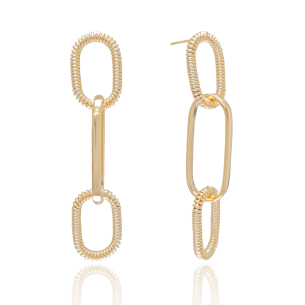 Brinco Entrelaçado Mola Liso Banho Dourado