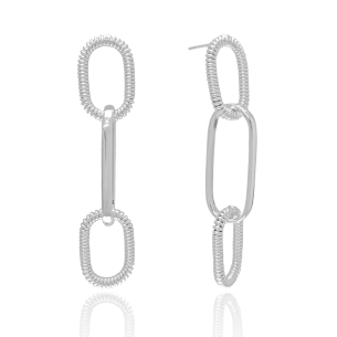 Brinco Entrelaçado Mola Liso Banho Branco