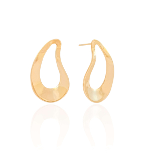 Brinco Orgânico Vazado Banho Dourado