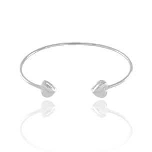 Bracelete Detalhe Coração Liso Banho Branco