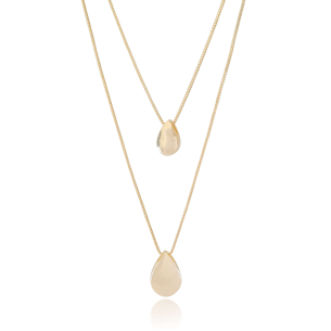 Gargantilha Dupla Gotas Lisas Banho Dourado