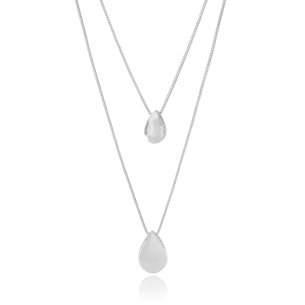 Gargantilha Dupla Gotas Lisas Banho Branco