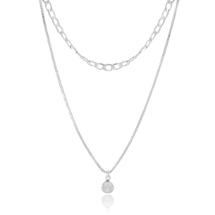 Gargantilha Dupla Grumet Veneziana com Ponto de Luz Banho Branco