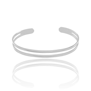 Bracelete Dois Filetes 6 mm Banho Branco