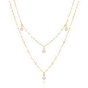 Gargantilha Dupla Pontos de Luz Banho Dourado