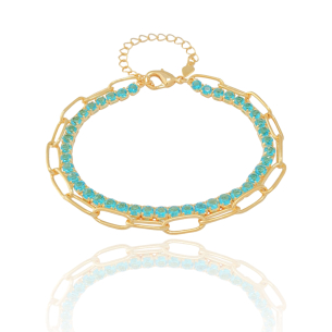Pulseira Dupla Riviera Topázio Elos Banho Dourado
