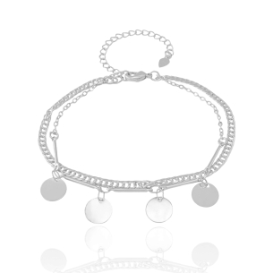 Pulseira Dupla Grumet Plaquinhas Banho Branco