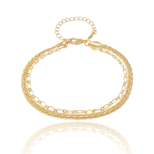 Pulseira Dupla Americana Entrelaçado Banho Dourado