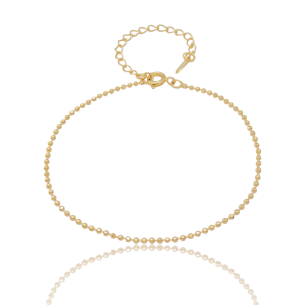 Pulseira Bolinhas Diamantadas 1.5mm Banho Dourado