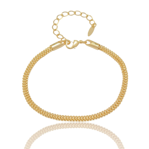 Pulseira Trançada Oca 3mm Banho Dourado